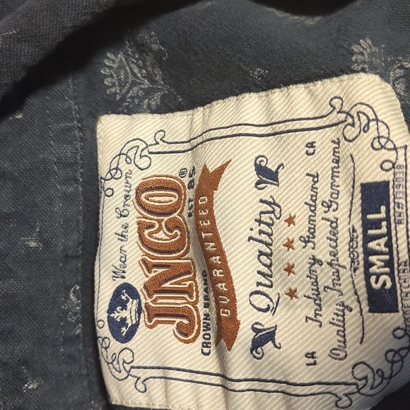 JNCO Dark Blue Floral Button Down Shirt Size S #556 - Picture 3 of 3